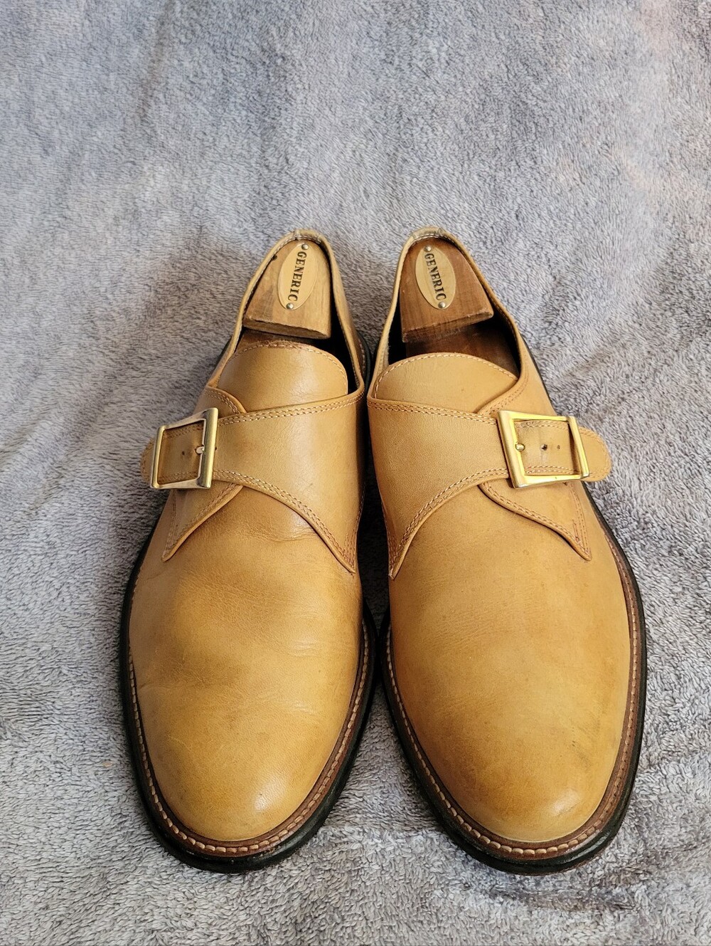 Toscana Italian Fine Leather Single Monk Strap Dress Shoes US 10